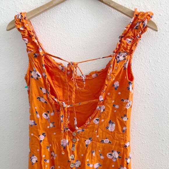 FREE PEOPLE Like A Lady Mini Dress in Orange Floral Print Size XS - Picture 4 of 10